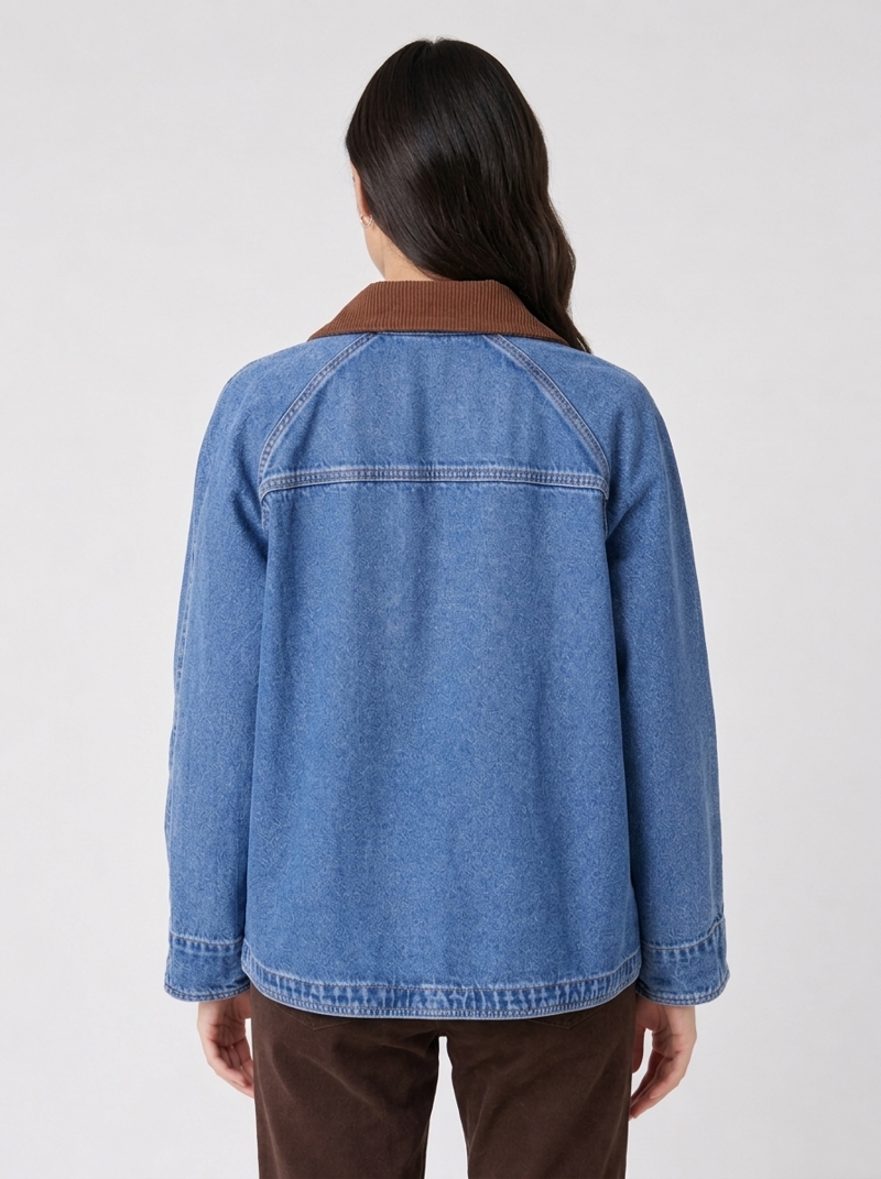Kadife Yaka Taş İşlemeli Denim Ceket Görseli
