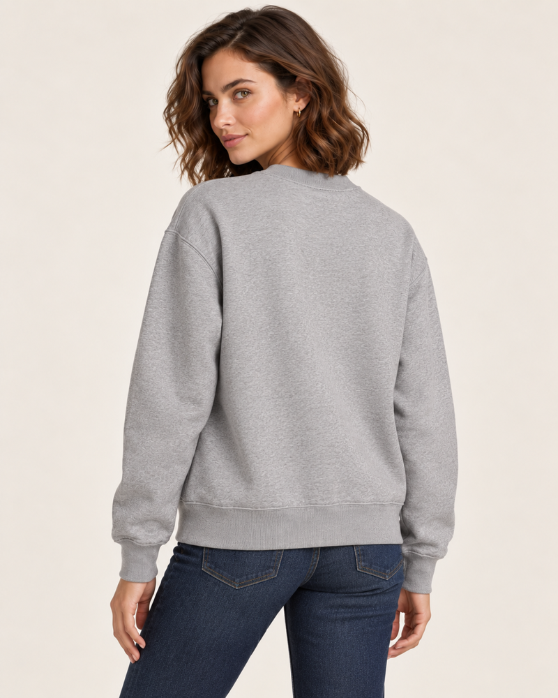 Nakış Detaylı Gri Melanj Kadın Sweatshirt Görseli