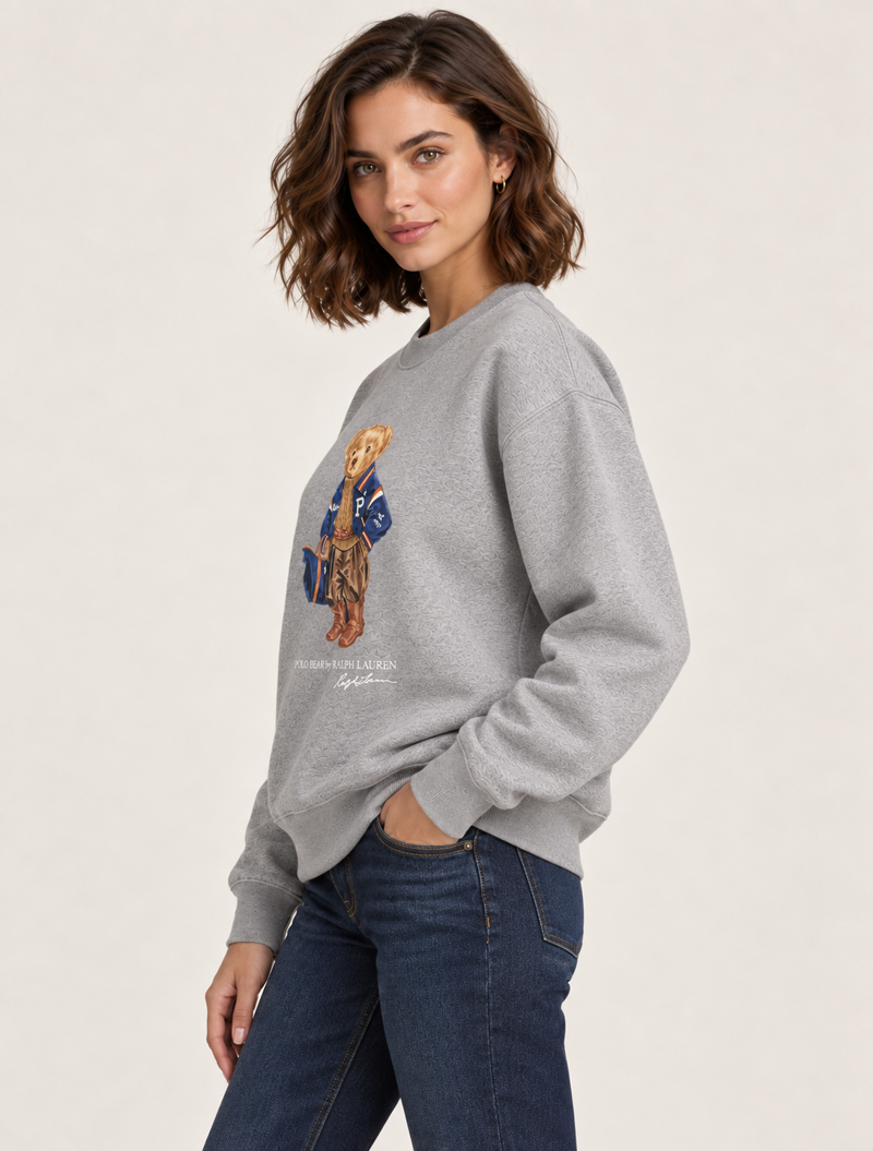 Nakış Detaylı Gri Melanj Kadın Sweatshirt Görseli