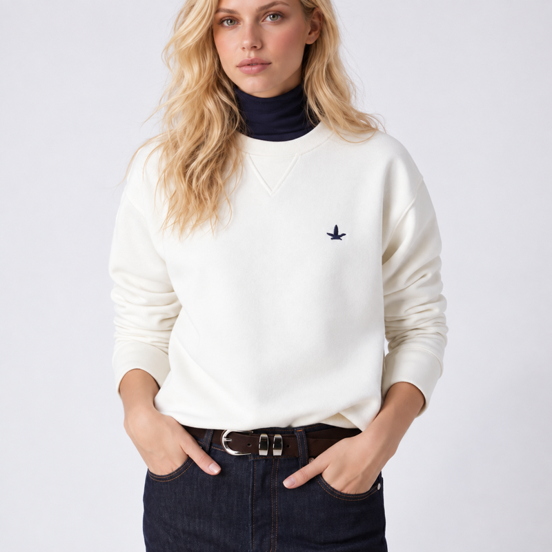 Nakış Detaylı Rahat Kalıp Bisiklet Yaka Sweatshirt Görseli