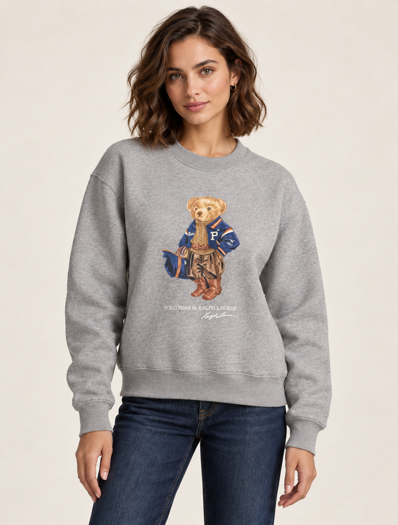 Nakış Detaylı Gri Melanj Kadın Sweatshirt Görseli